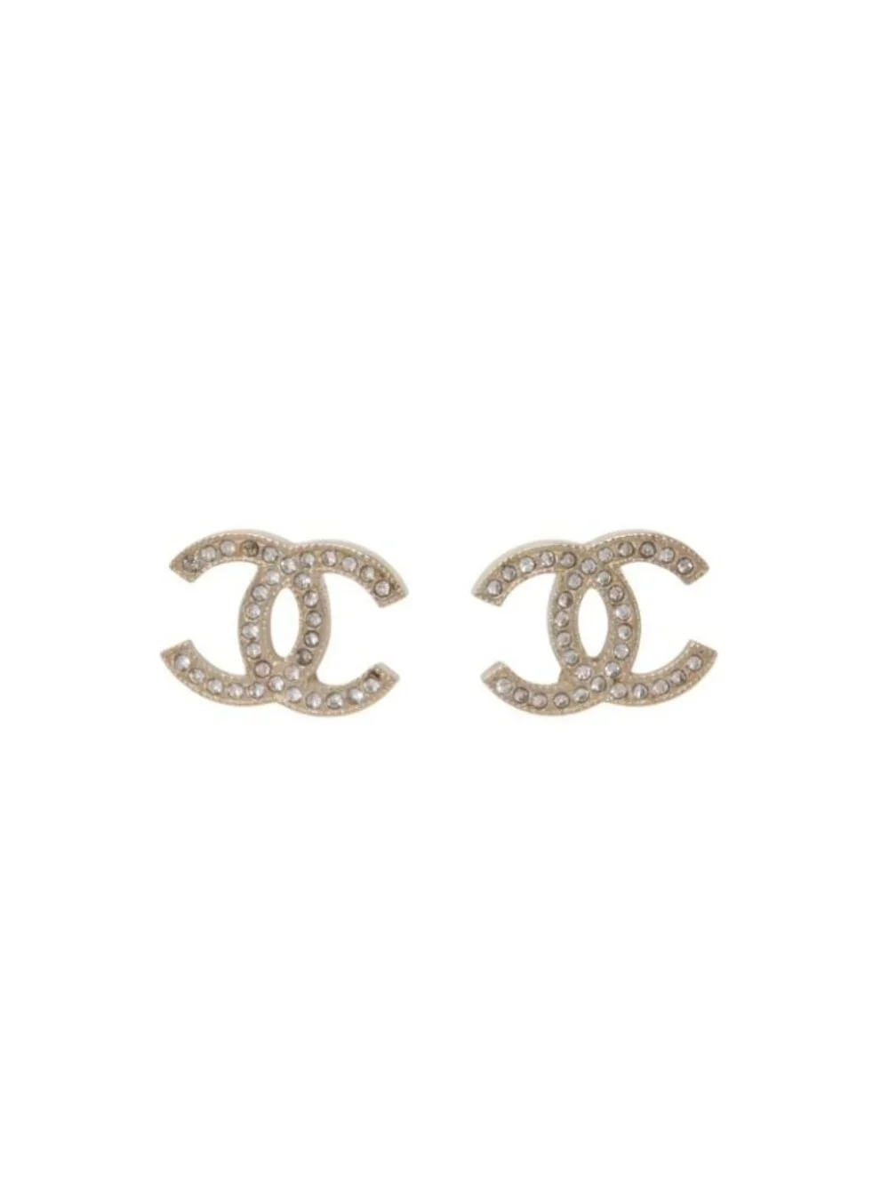 Chanel CC Logo Earrings 09 Rhinestone Metal Silver Clear